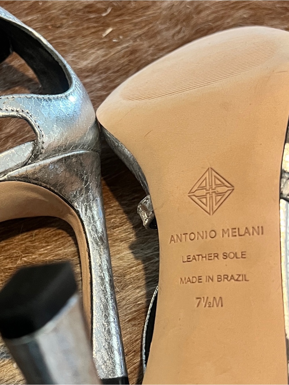 ANTONIO MELANI Metallic Silver Strappy Heels - Picture 3 of 3